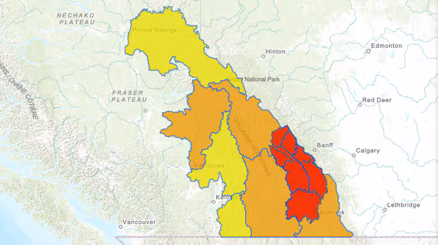 Flood warnings, evacuation alerts due to snowmelt in southeastern B.C.