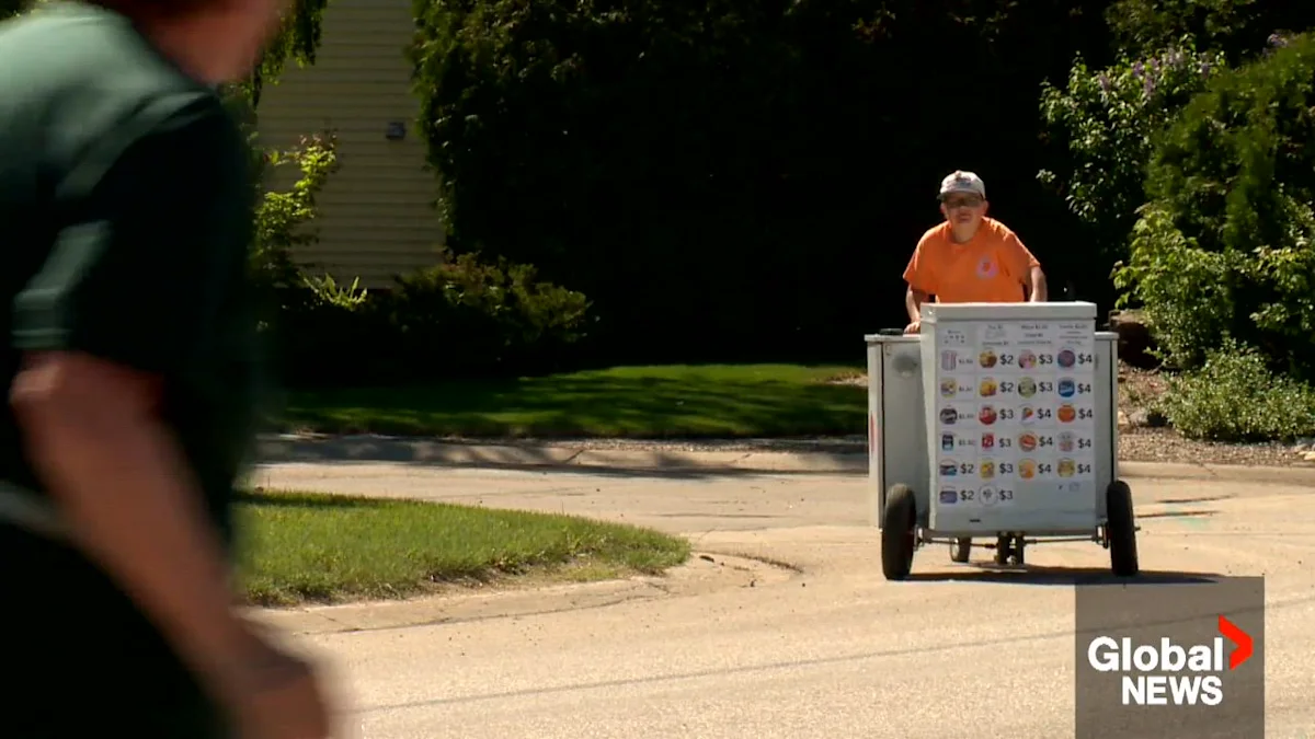 Young entrepreneur sells ice cream off his bike