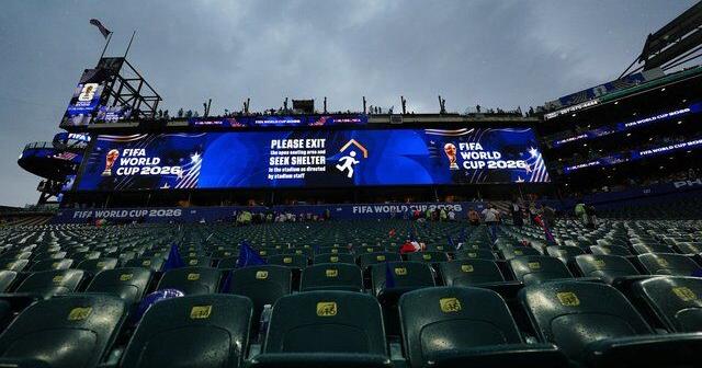 World Cup sees first weather delay as fans cleared from seats at France