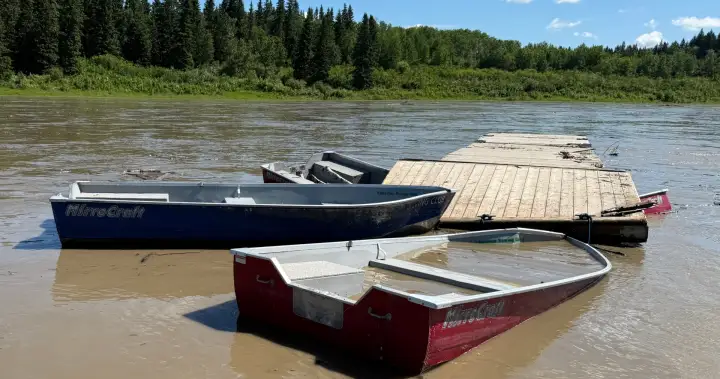 Wayward dock and boats found 300 km downstream from Edmonton