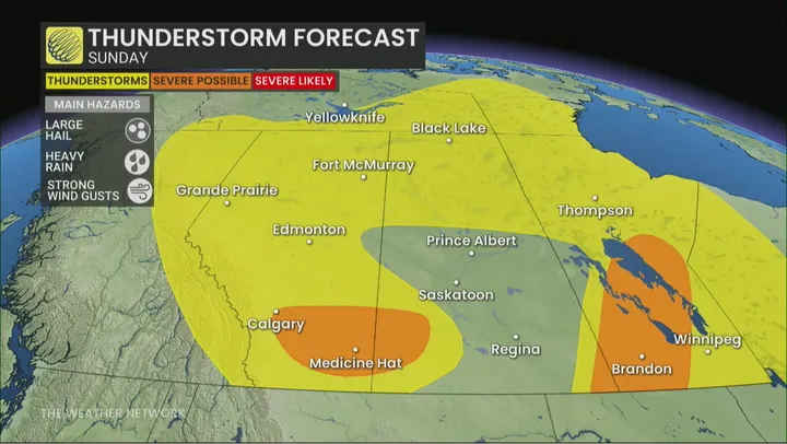 Severe thunderstorm & nocturnal storm risk in the Prairies