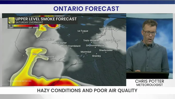Ontario Air Quality Forecast: Hazy skies from Quebec wildfires