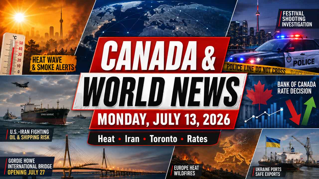 Canada and world news for July 13: Iran conflict, Toronto shooting, heat, rates and wildfires