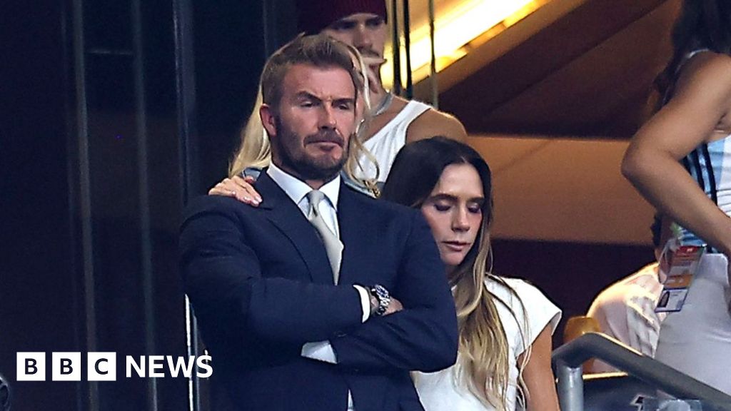 David Beckham consoled by Victoria after heartbreaking World Cup defeat