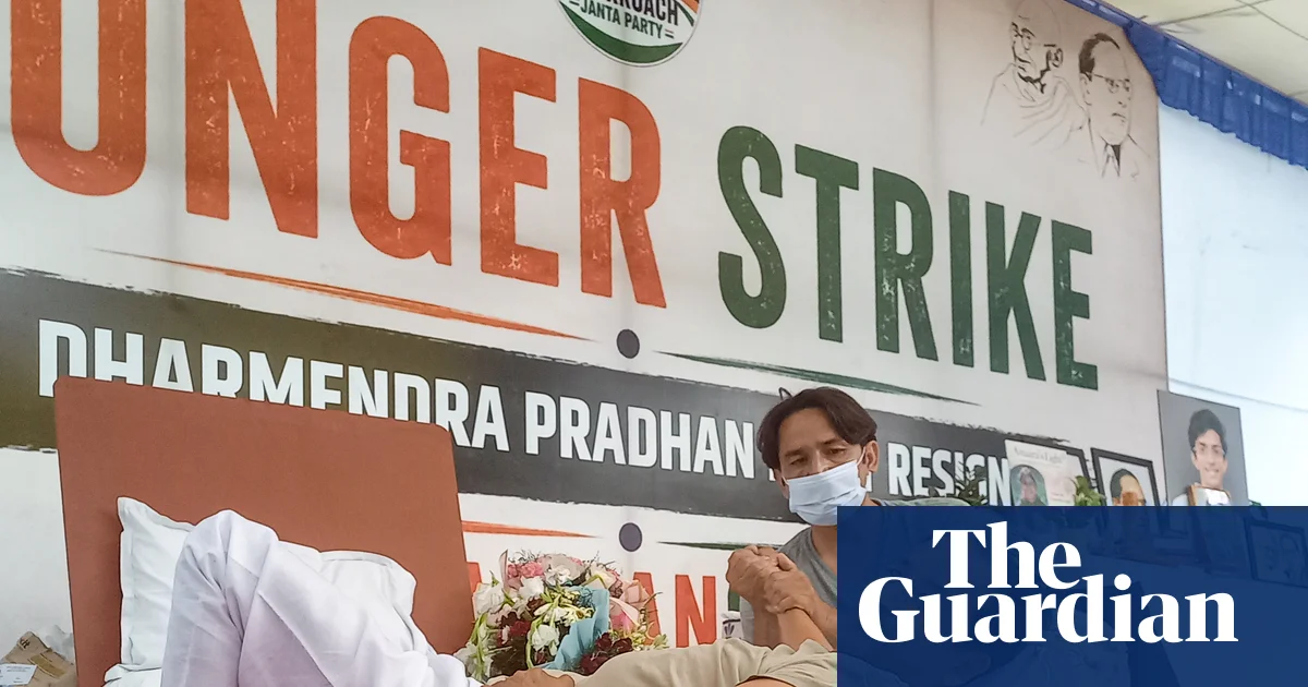 ‘I’m sorry but I’m unable to speak’: hero of India’s Cockroach party weakens on 19th day of hunger strike