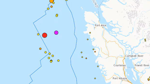 Magnitude 5.6 earthquake reported west of Vancouver Island