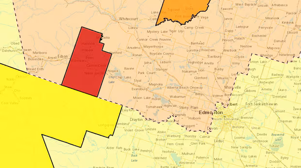 Part of Yellowhead County under red tornado warning