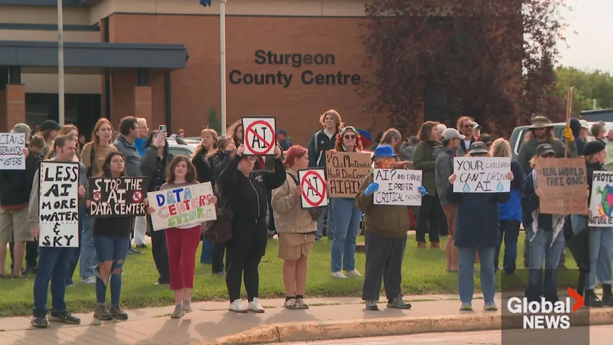 Protestors voice concerns over new Alberta AI data centre