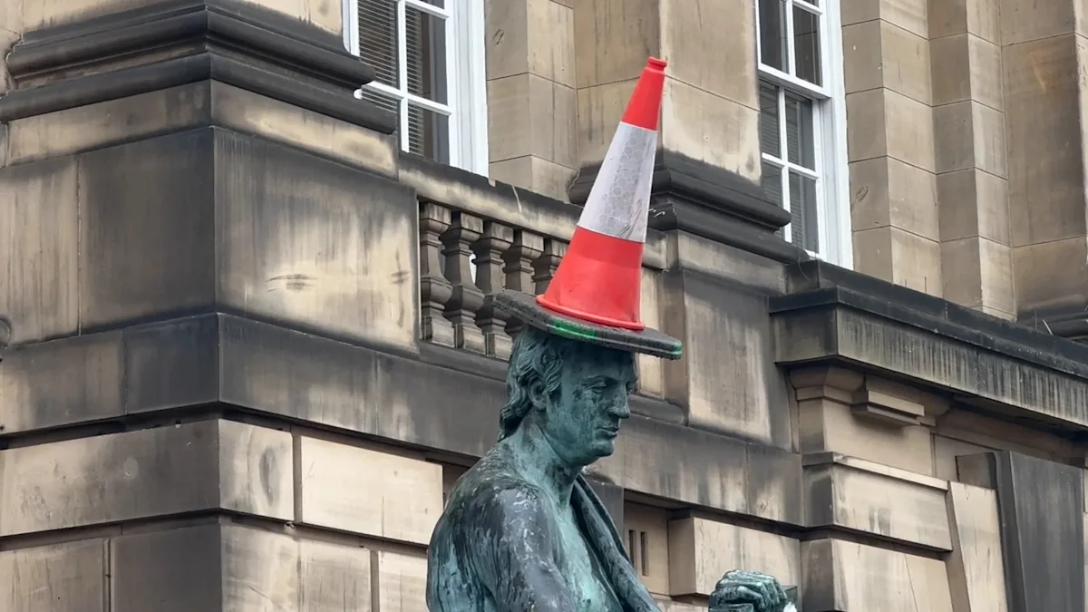 Cones appear on Edinburgh statues as Glasgow tradition spreads