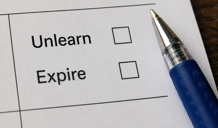 Unlearn or expire: Why unlearning speed matters more than learning speed