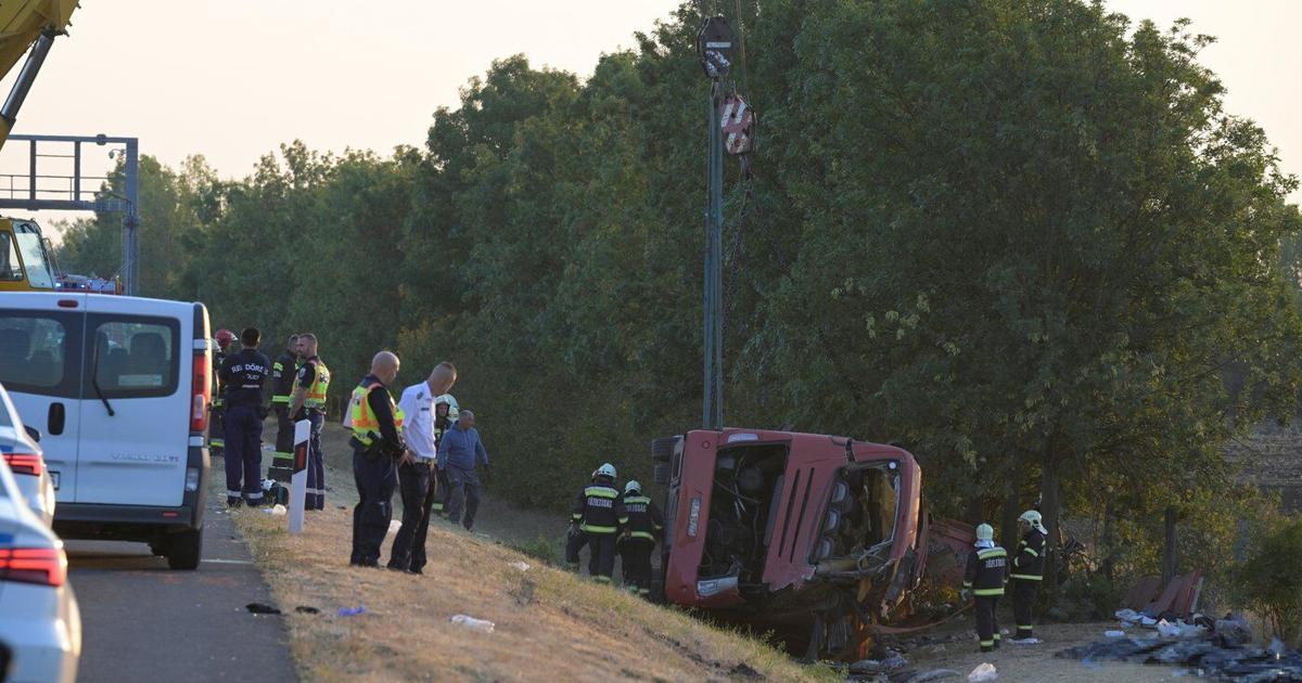 A bus crash in Hungary kills 12 people, injures at least 10 others