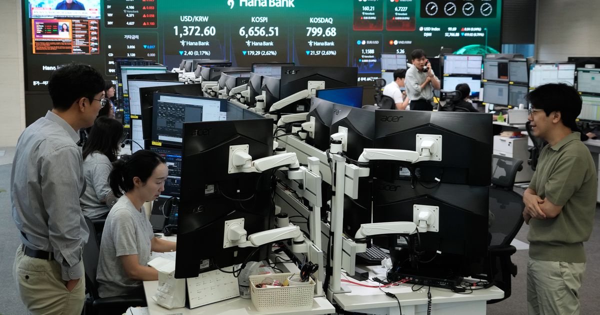 Asian shares decline after stocks slip on Wall Street, while global bond sell