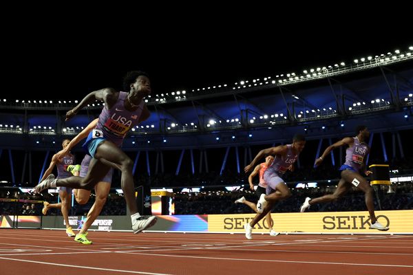 Tharp times finish to perfection to win Ultimate 110m hurdles title
