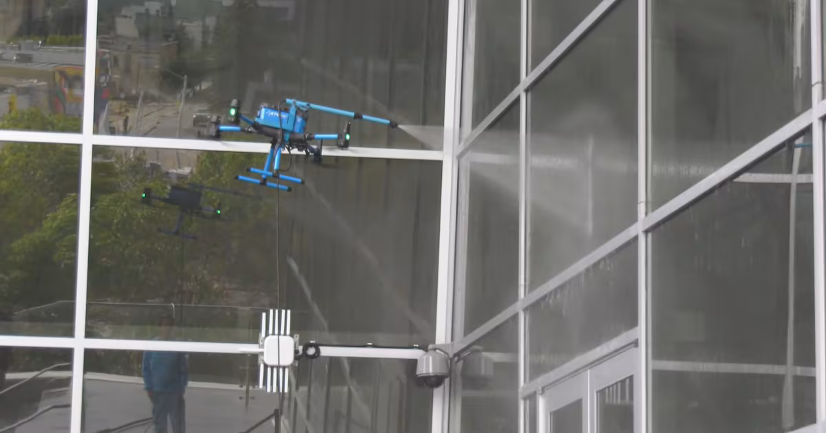 Not your average squeegee: Drone technology being used to clean Edmonton windows