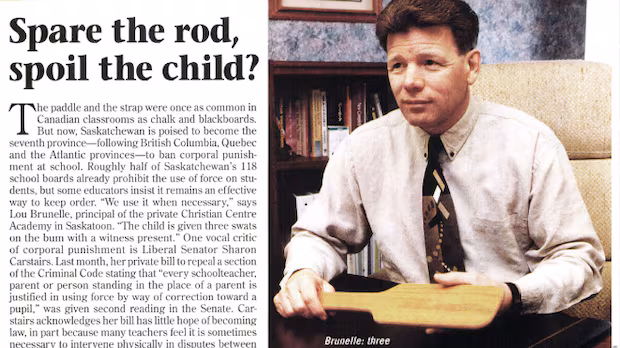 Former Saskatoon private school admin, pictured with paddle in 1997, testifies at former principal's trial