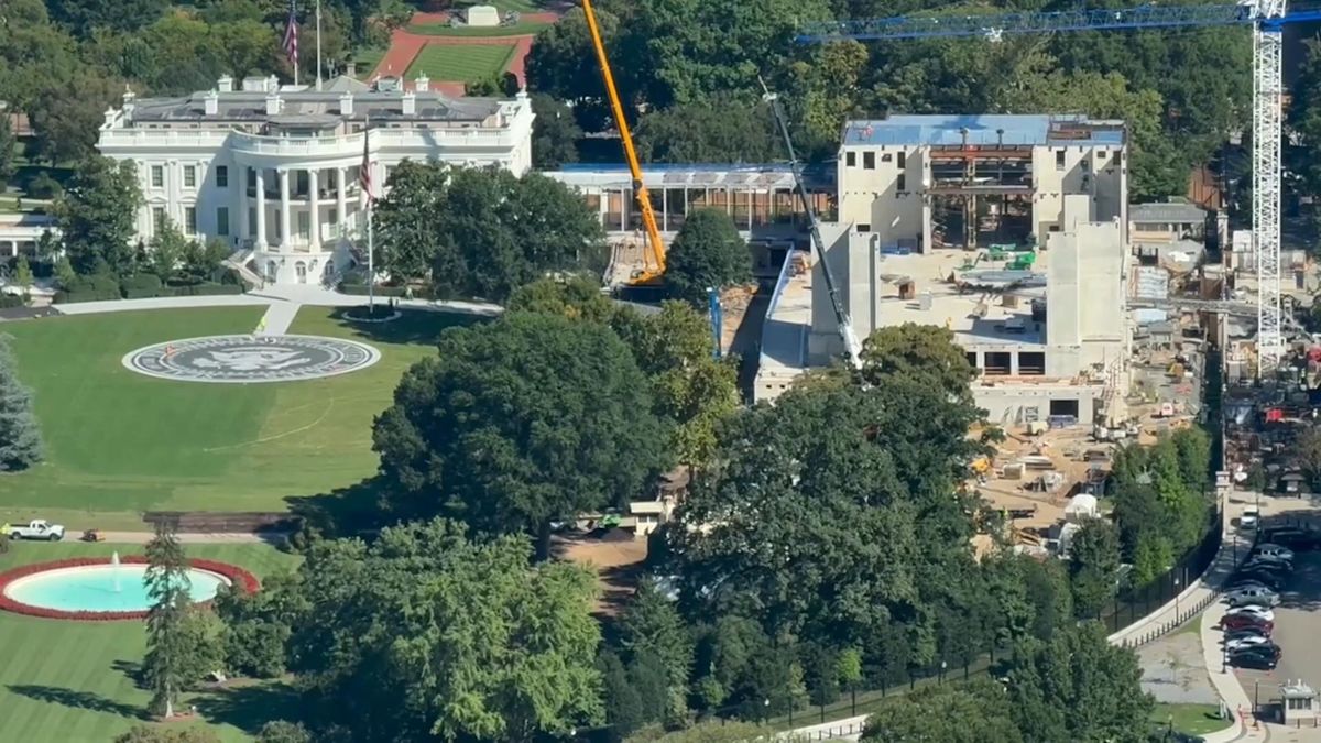 White House helipad completed as ballroom work continues
