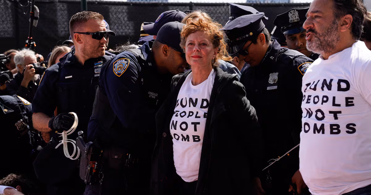 Susan Sarandon among Hollywood stars arrested in anti