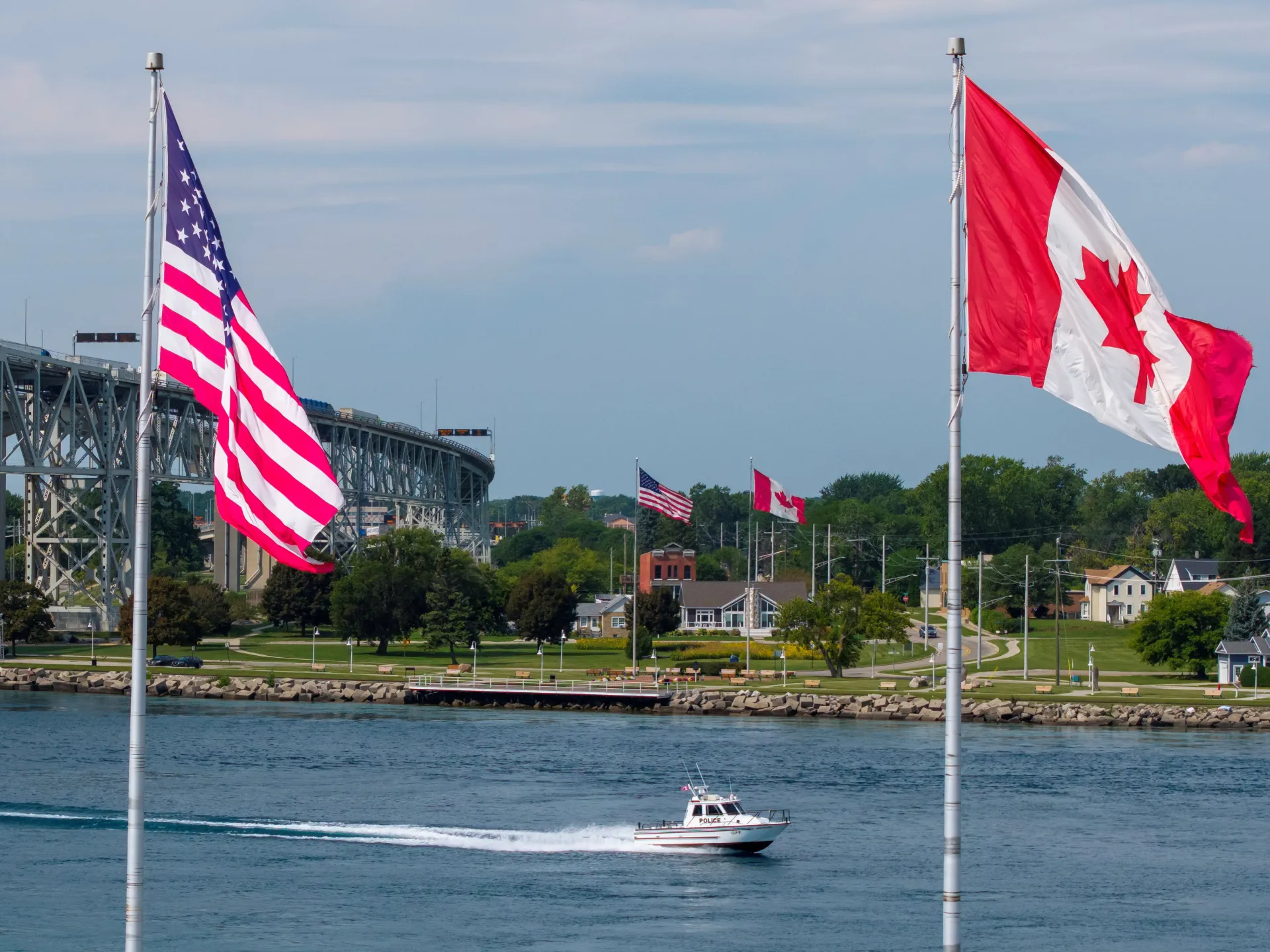 US ban on $1bn of Canadian goods takes effect in Trump’s latest retaliation