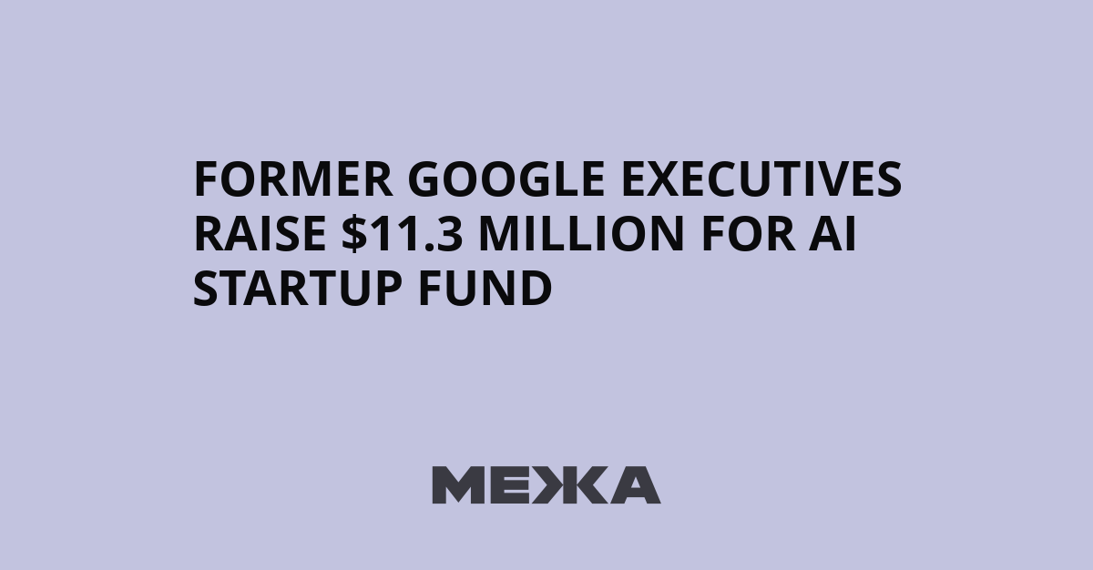Former Google Executives Raise $11.3 Million for AI Startup Fund
