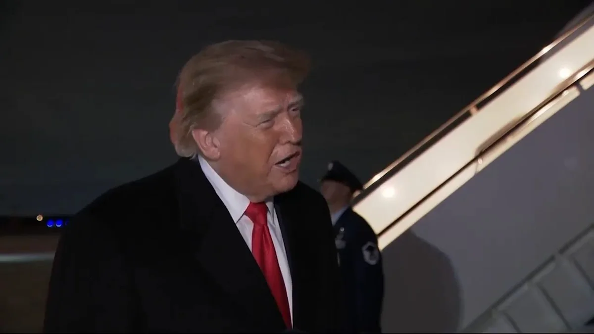 U.S. President Donald Trump speaks to reporters after Tennessee rally